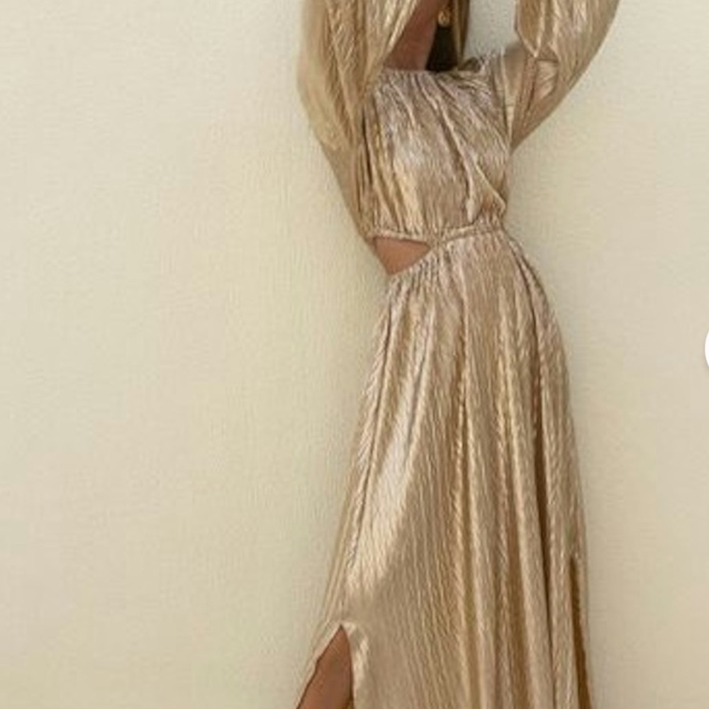 Vita Grace Studio Cut Away Maxi Dress in Luxe Gold
